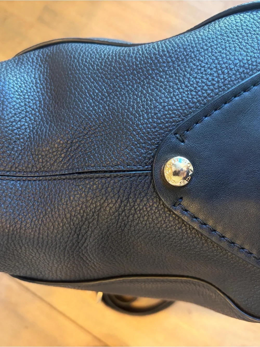 Coach Grace Black pebbled/smooth Leather Satchel with Gold Hardware